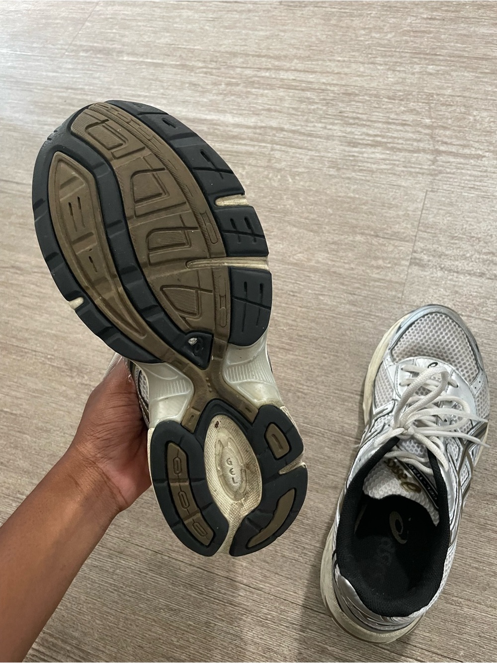 Asics White and Silver Women's Athletic Running Sneakers - Picture 4 of 5